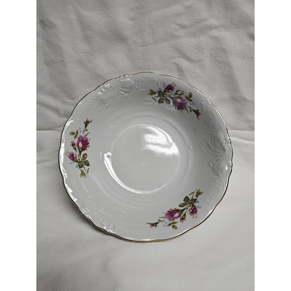 Vintage Wawel Poland Fine China Mose Rose Gold Trim Serving Bowl 9"D